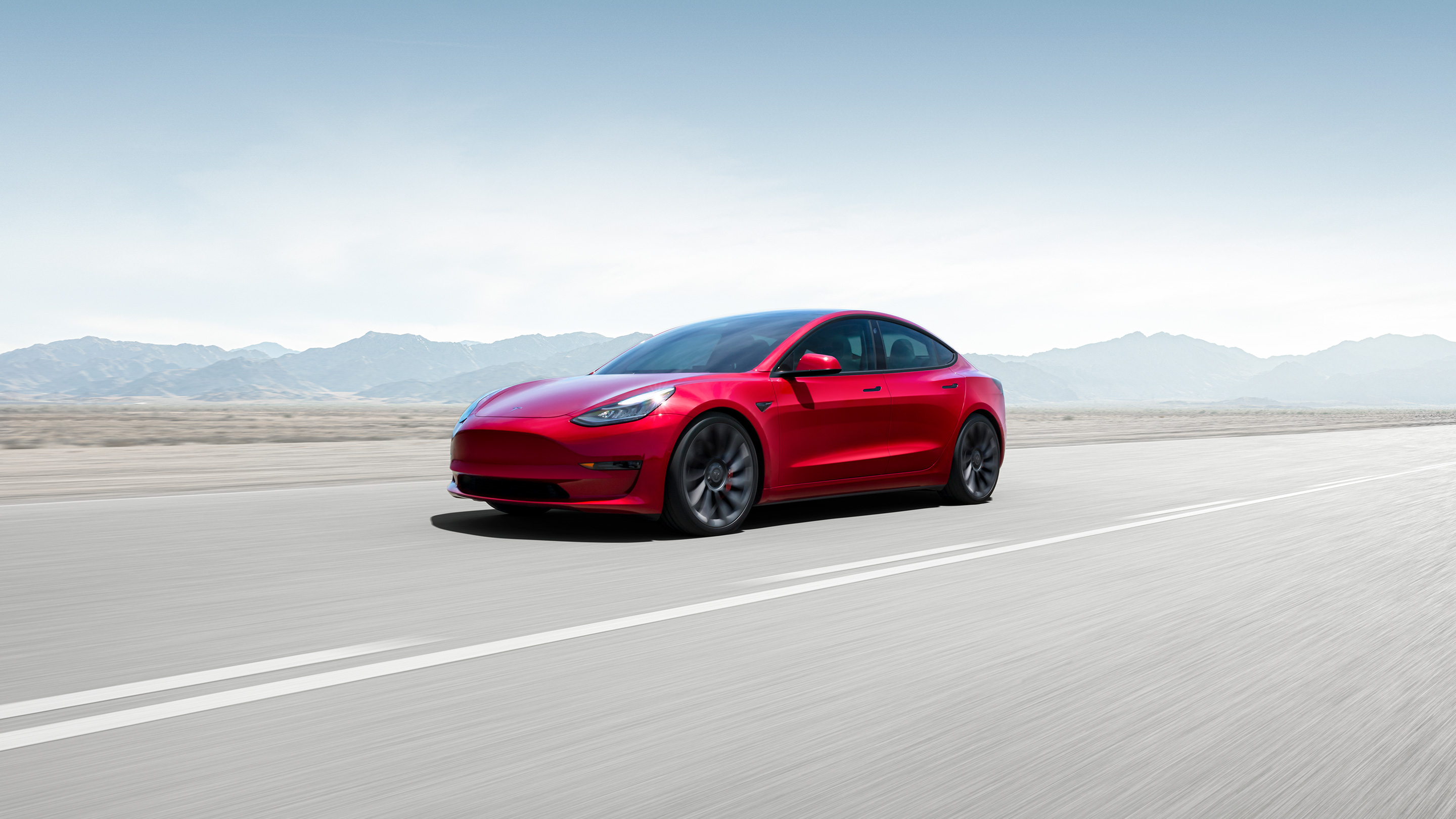 red tesla car